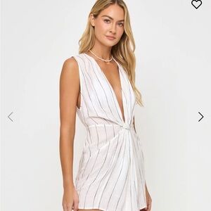 L*Space White Striped Swim Coverup